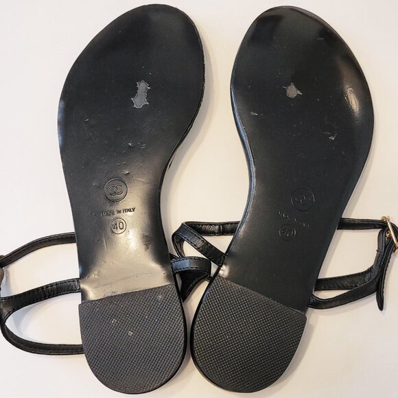 Chanel Interlocking CC Pearl Star Leather Thong Sandals Size 40 - Picture 10 of 13